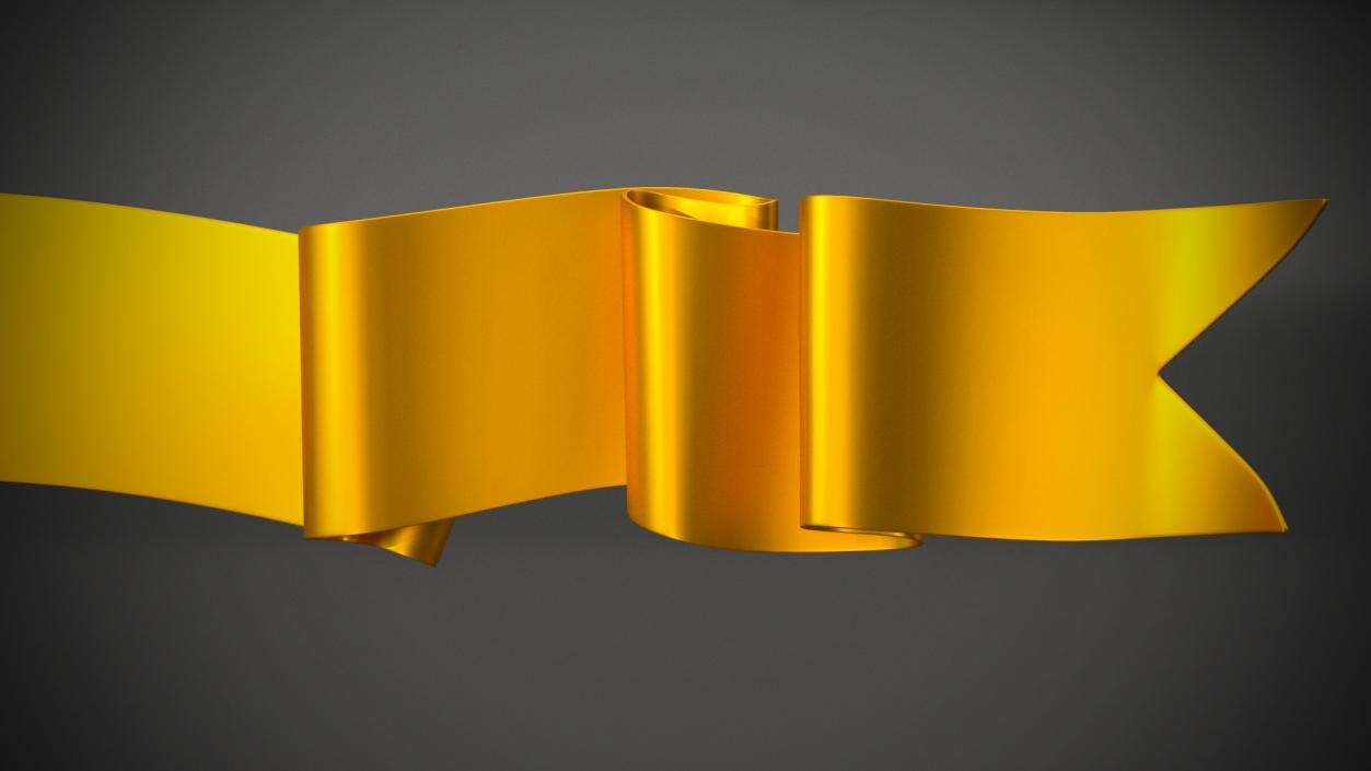 3D Golden Label Ribbon Banner