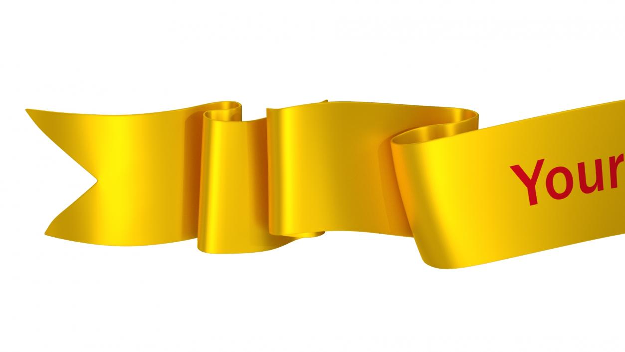 3D Golden Label Ribbon Banner