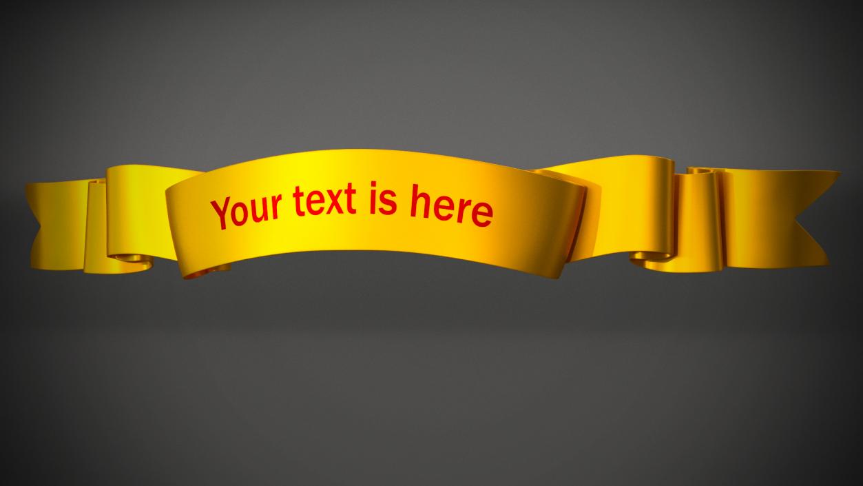 3D Golden Label Ribbon Banner