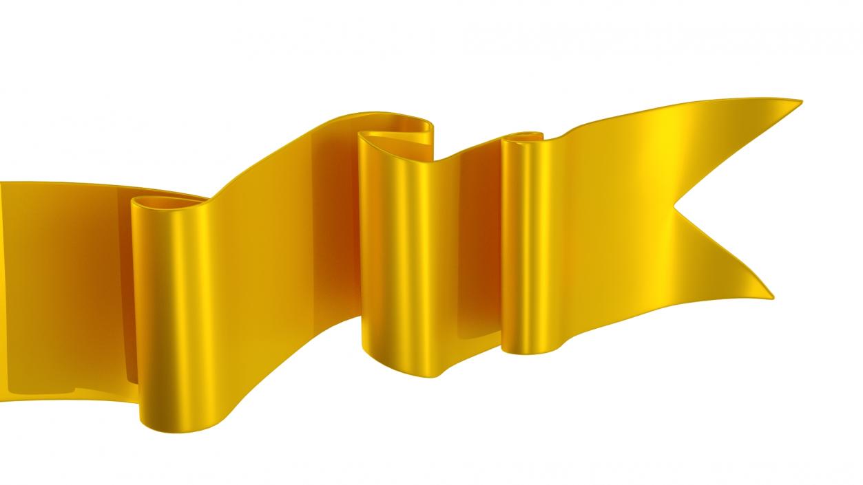 3D Golden Label Ribbon Banner