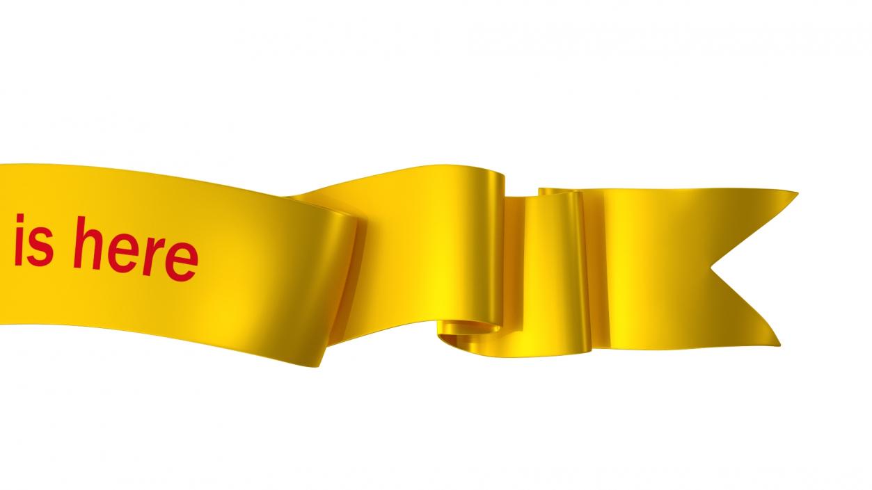 3D Golden Label Ribbon Banner