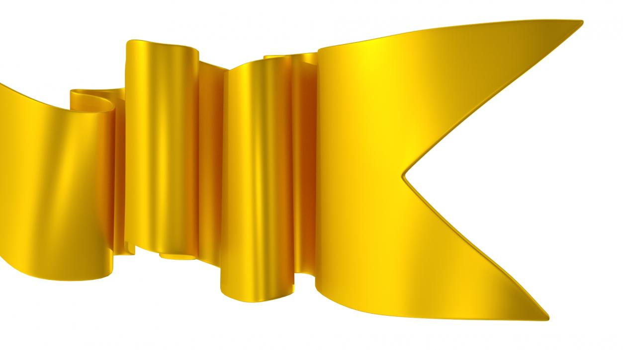 3D Golden Label Ribbon Banner