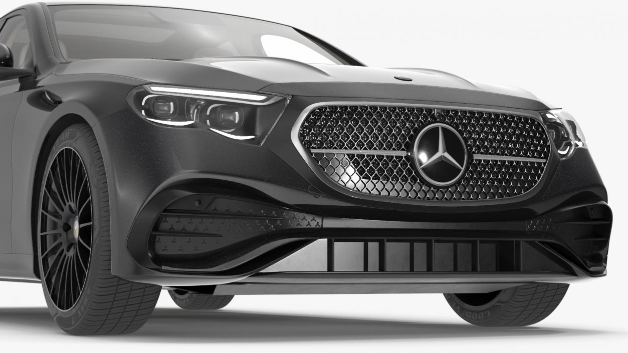 3D Black Mercedes-Benz E-Class 2023 Simple Interior model