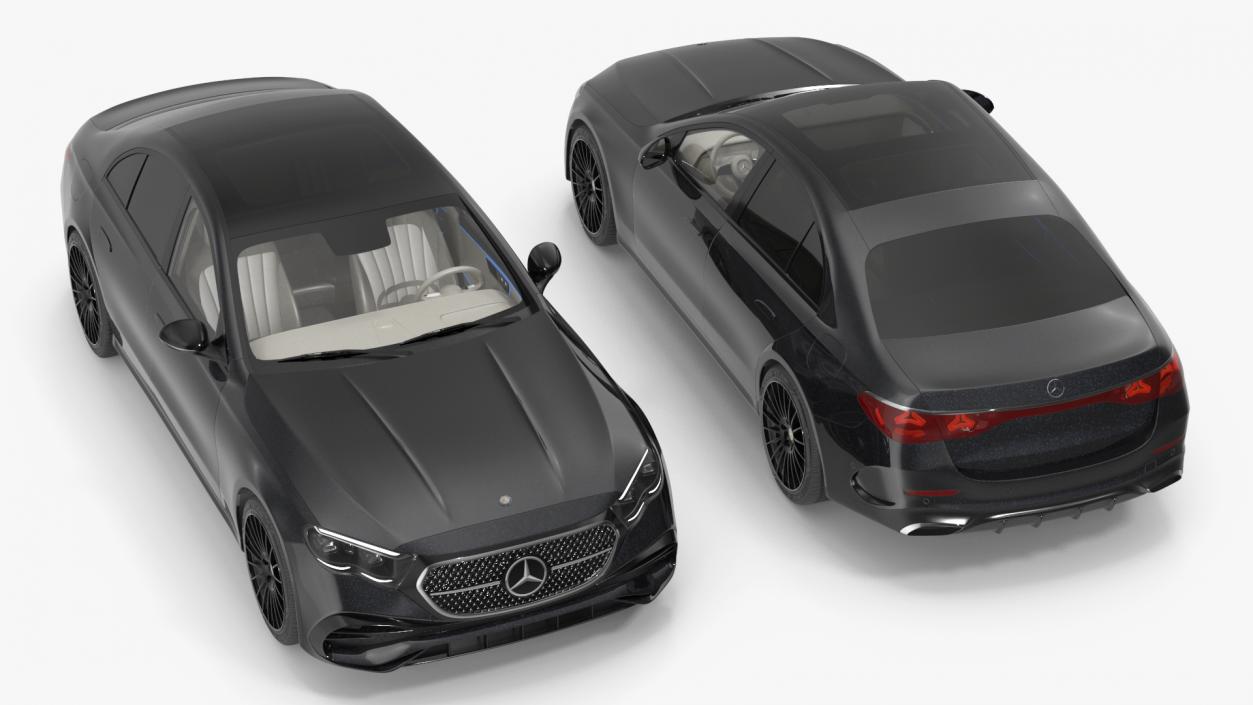 3D Black Mercedes-Benz E-Class 2023 Simple Interior model