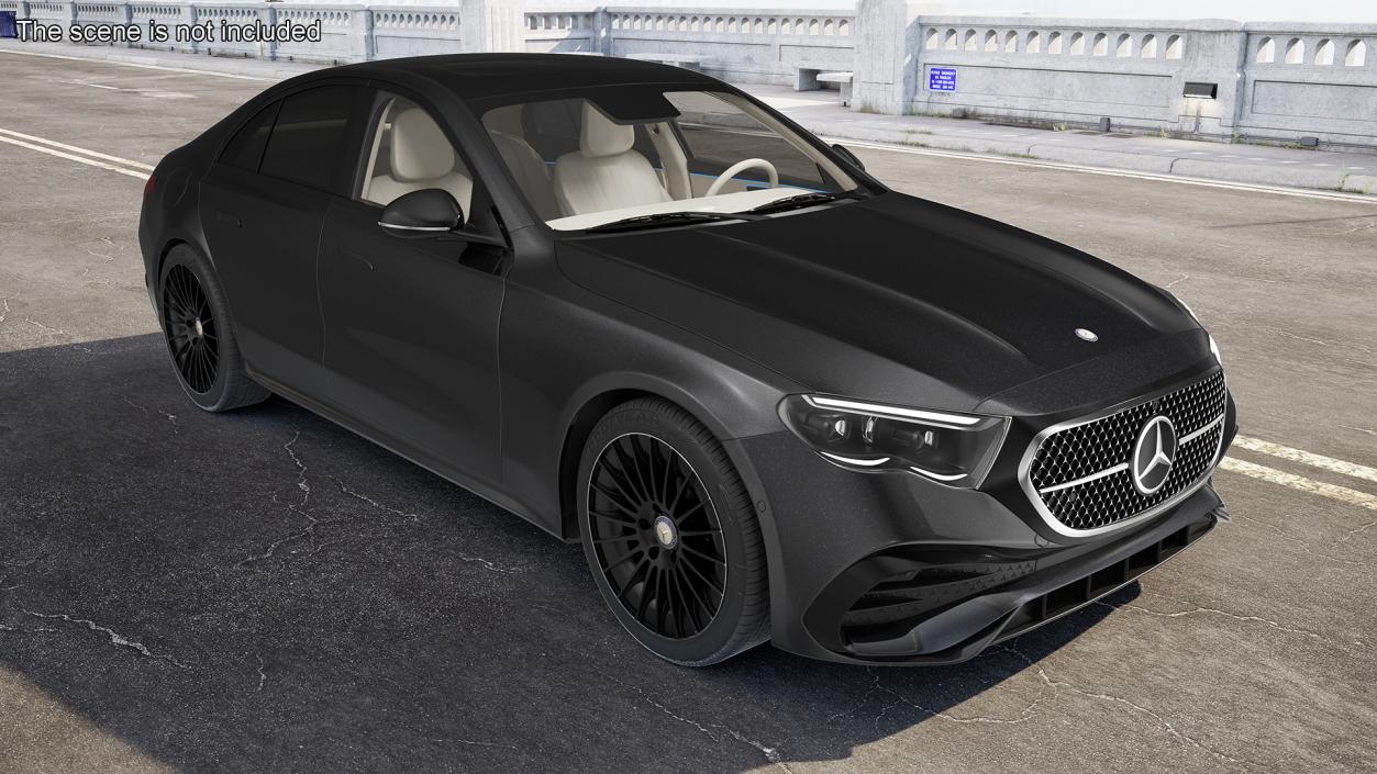 3D Black Mercedes-Benz E-Class 2023 Simple Interior model