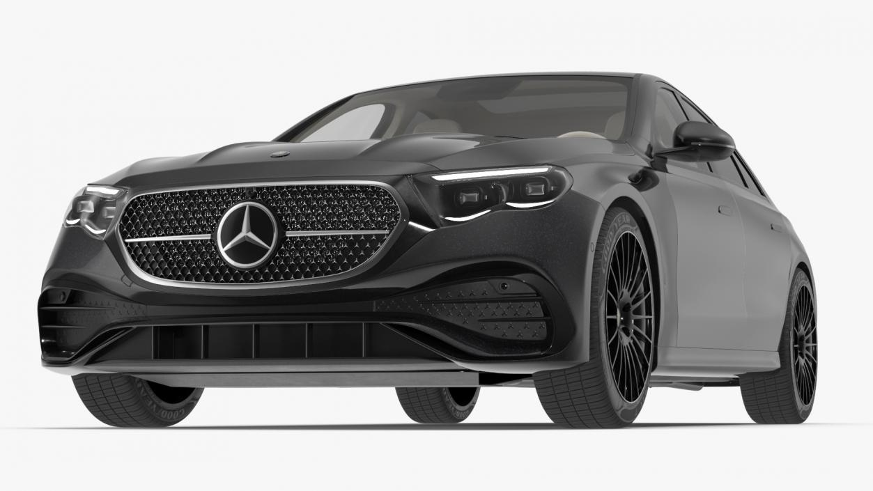 3D Black Mercedes-Benz E-Class 2023 Simple Interior model