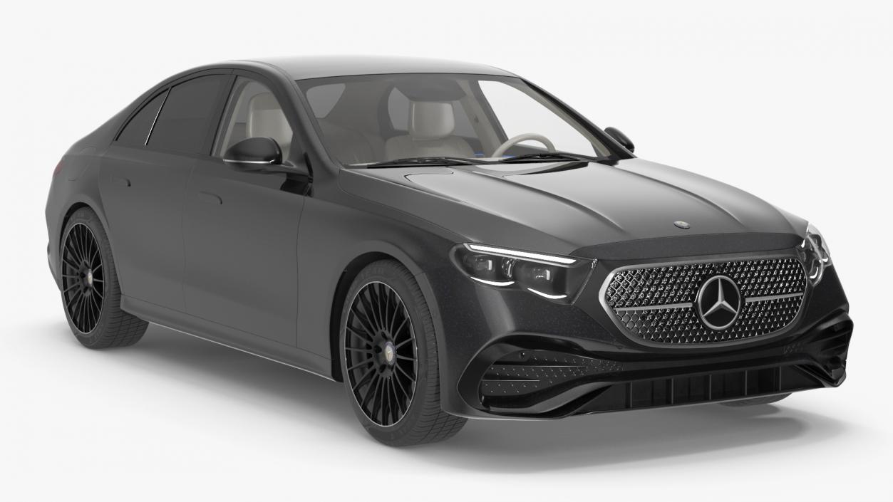 3D Black Mercedes-Benz E-Class 2023 Simple Interior model