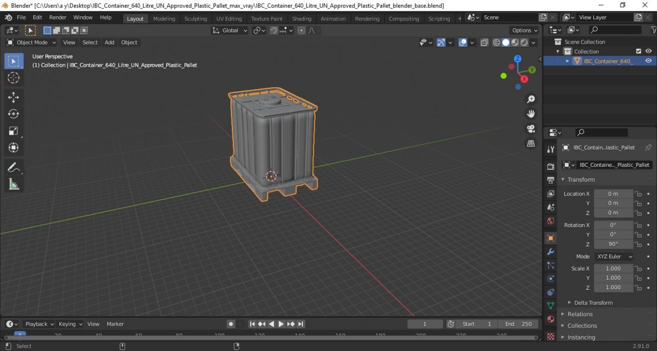 3D model IBC Container 640 Litre UN Approved Plastic Pallet