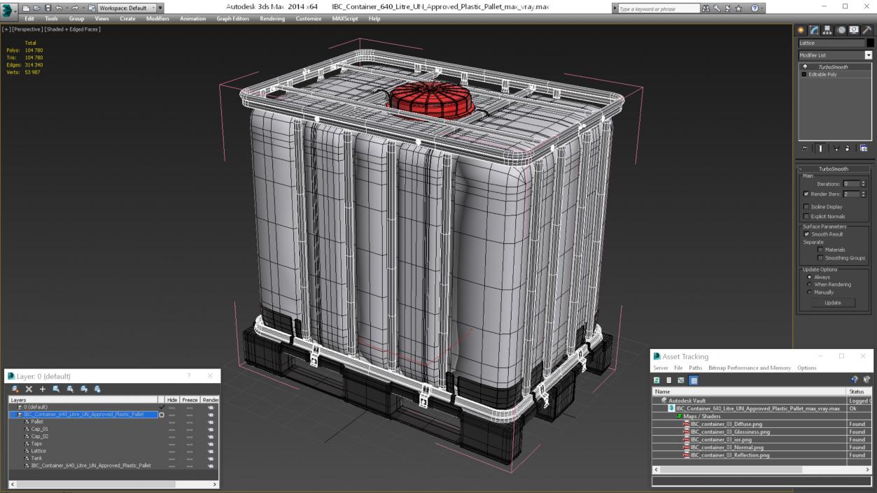 3D model IBC Container 640 Litre UN Approved Plastic Pallet