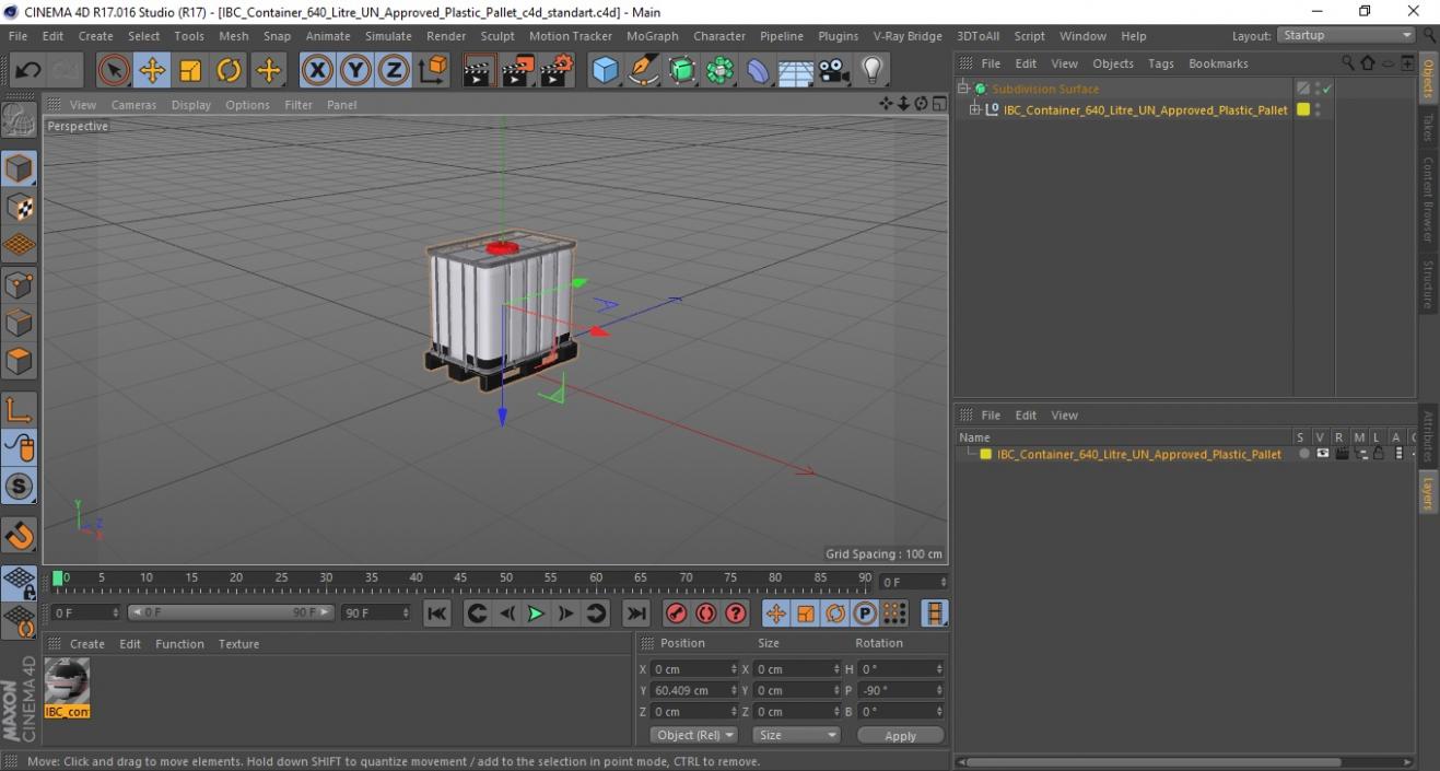 3D model IBC Container 640 Litre UN Approved Plastic Pallet