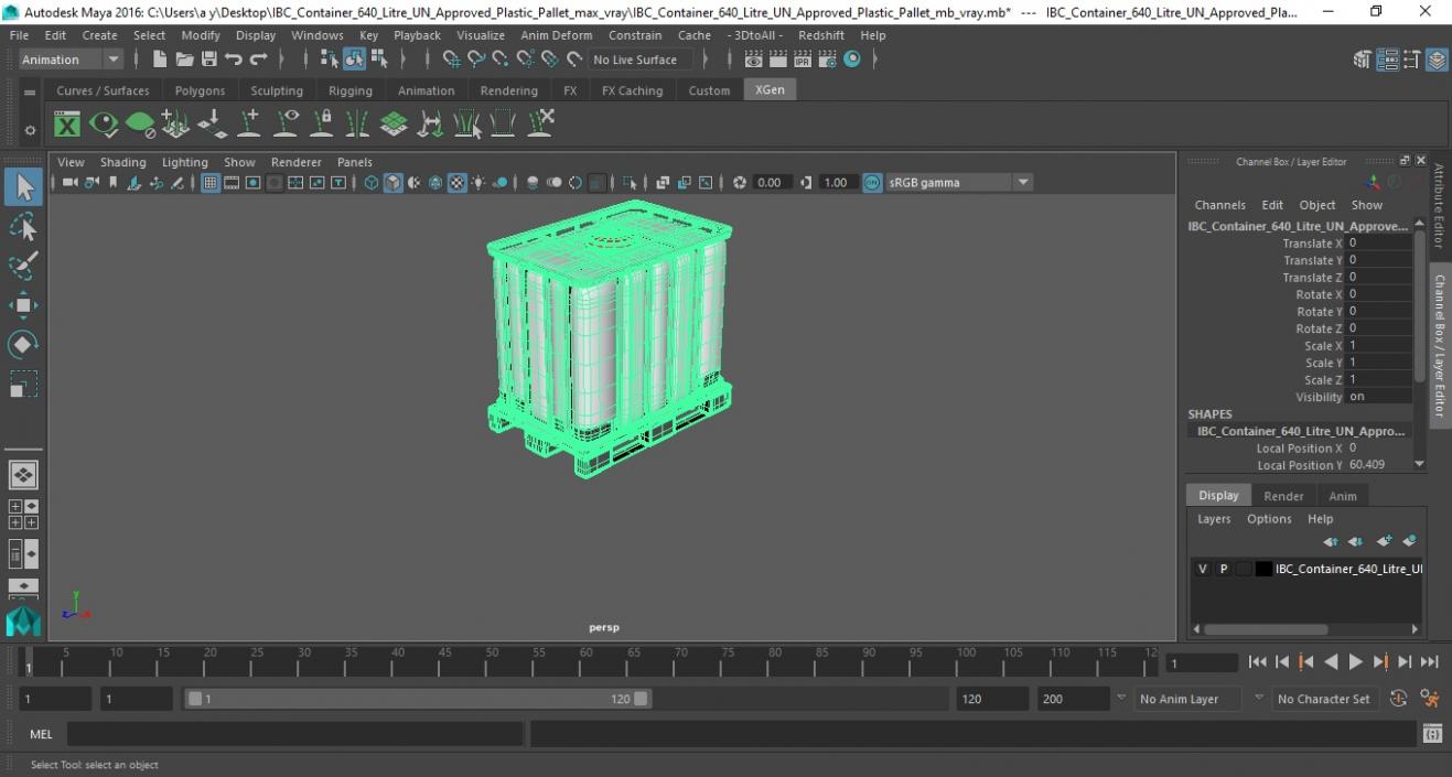 3D model IBC Container 640 Litre UN Approved Plastic Pallet