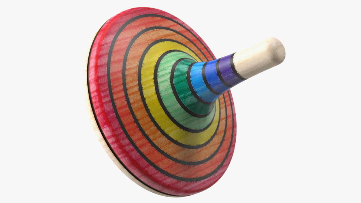 Wooden Rainbow Spinning Top 3D