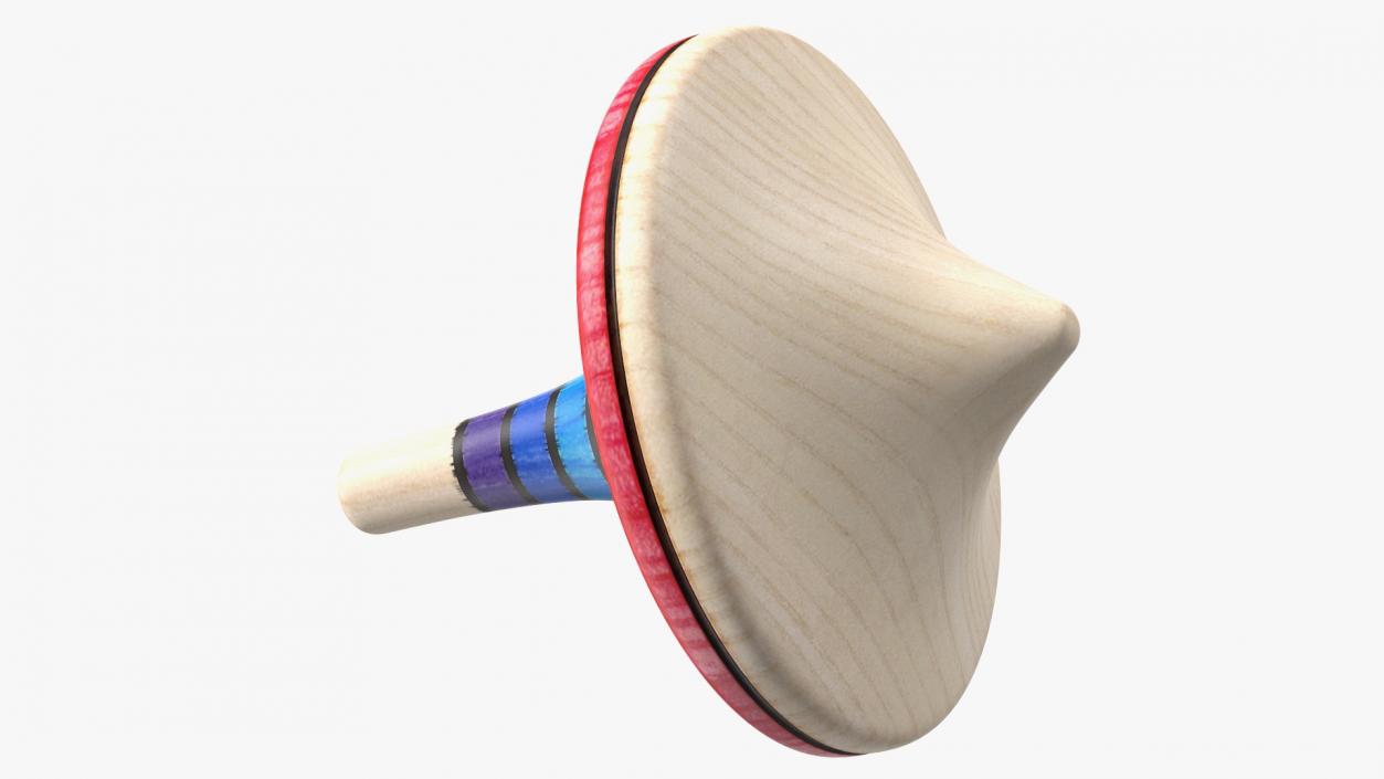 Wooden Rainbow Spinning Top 3D