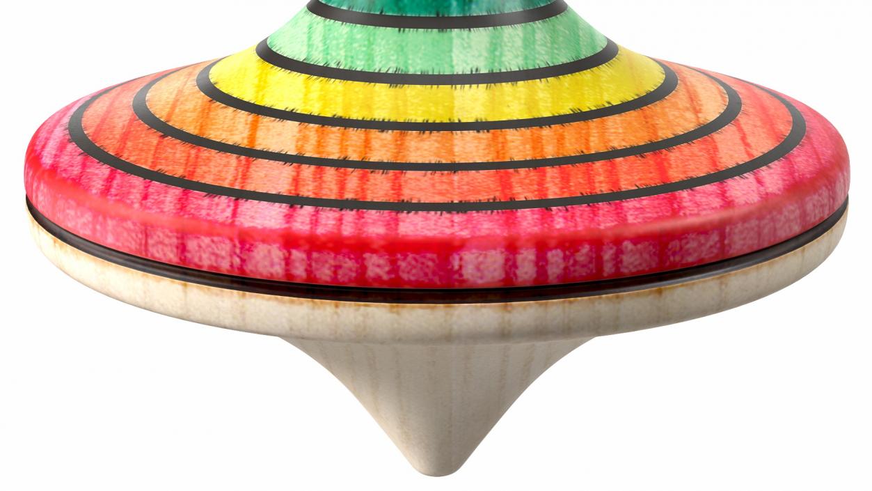 Wooden Rainbow Spinning Top 3D