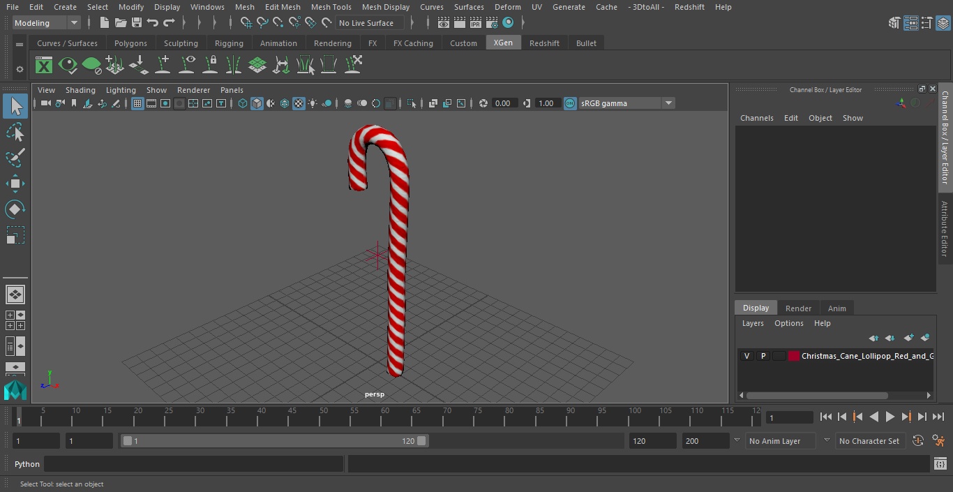 Christmas Cane Lollipop Red 3D