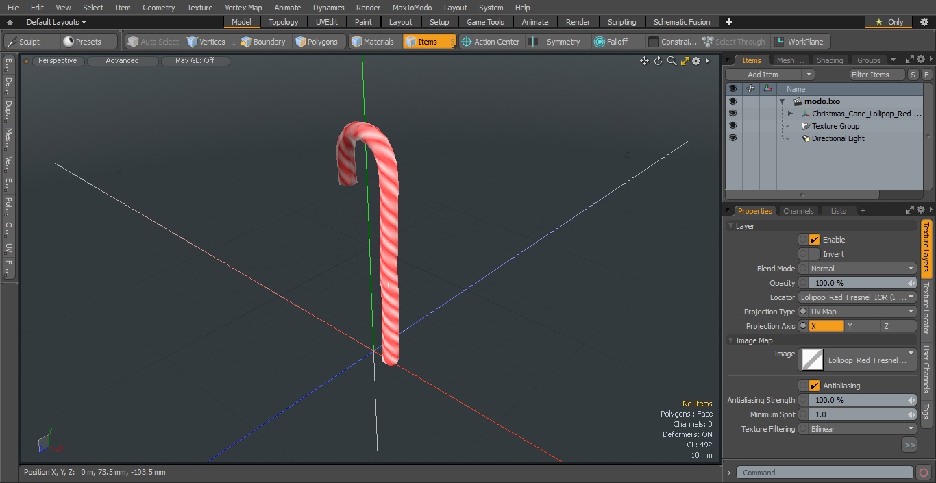 Christmas Cane Lollipop Red 3D