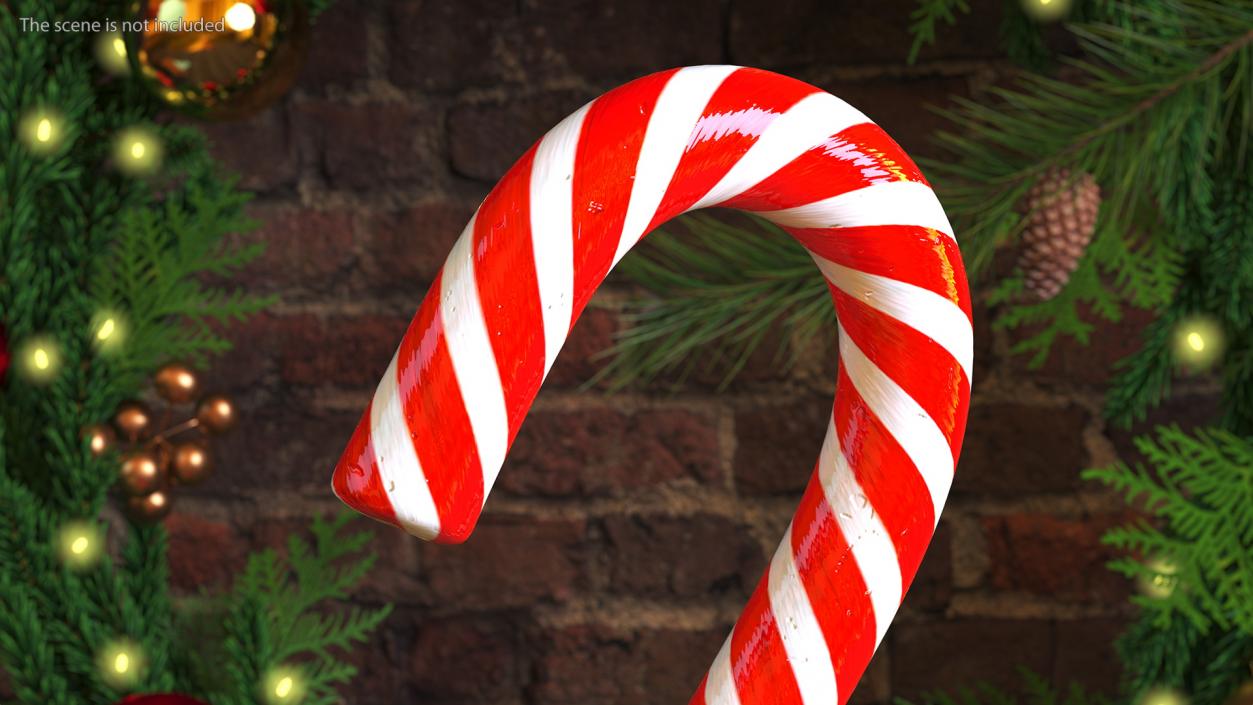 Christmas Cane Lollipop Red 3D