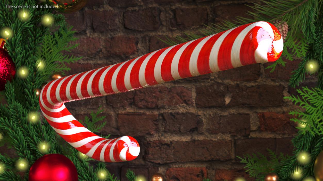 Christmas Cane Lollipop Red 3D