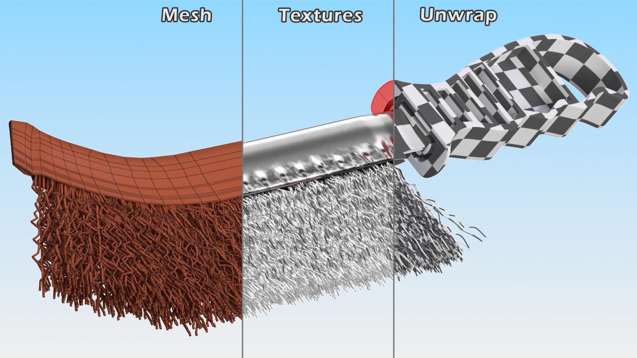 3D Steel Wire Brush with Plastic Handle