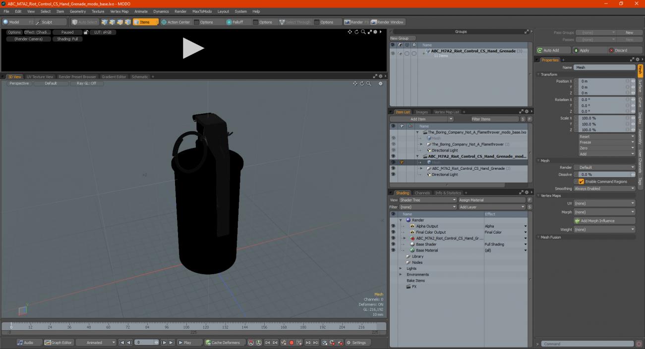 ABC M7A2 Riot Control CS Hand Grenade 3D