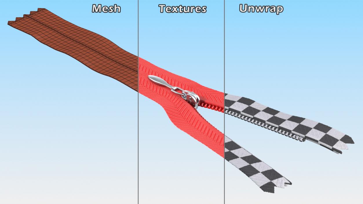 Nylon Coil Zippers Collection 3D model