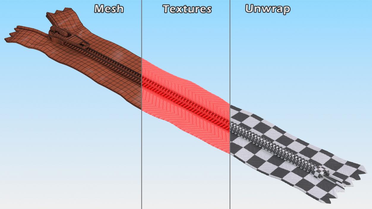 Nylon Coil Zippers Collection 3D model