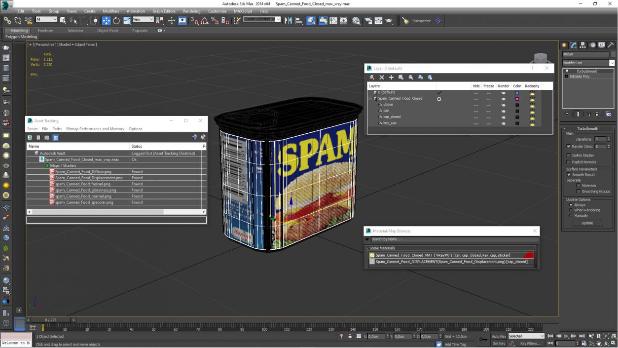 3D Spam Canned Food Closed model