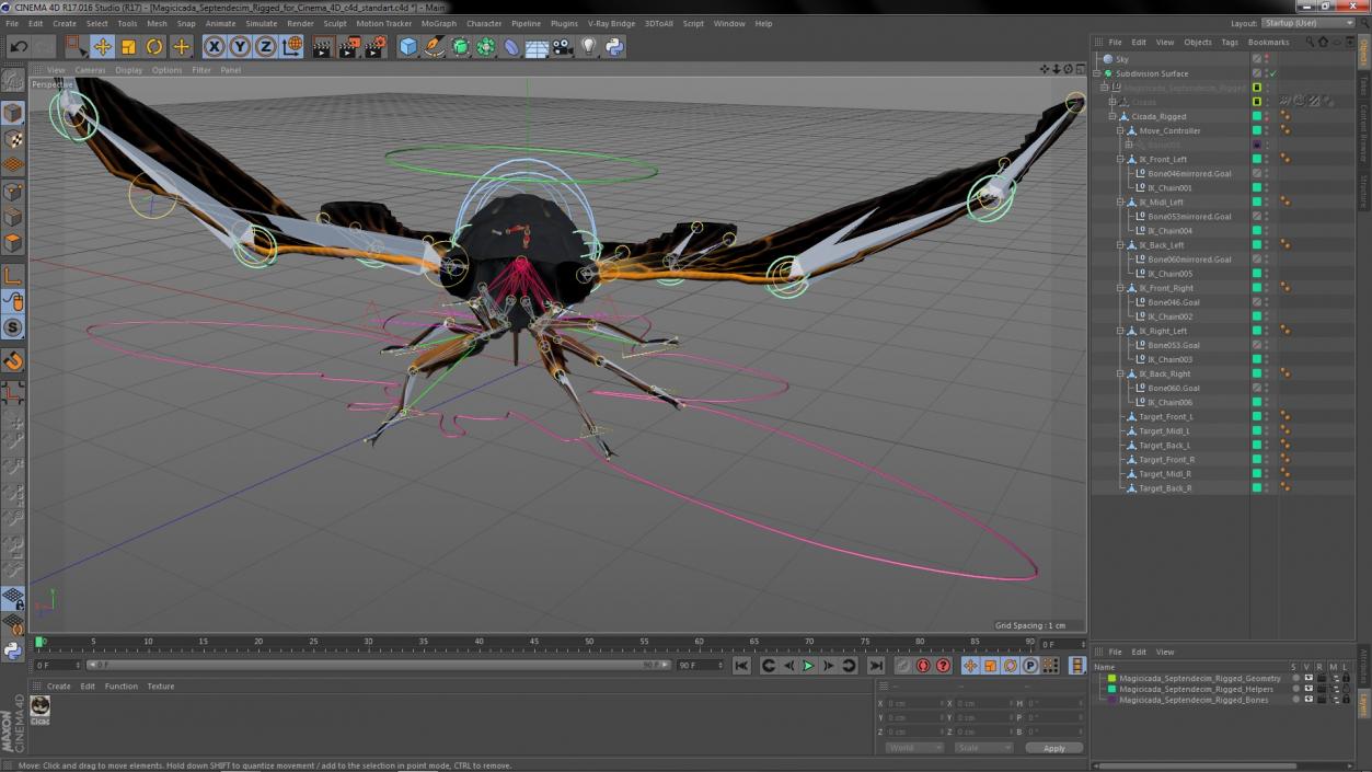 3D Magicicada Septendecim Rigged for Cinema 4D model