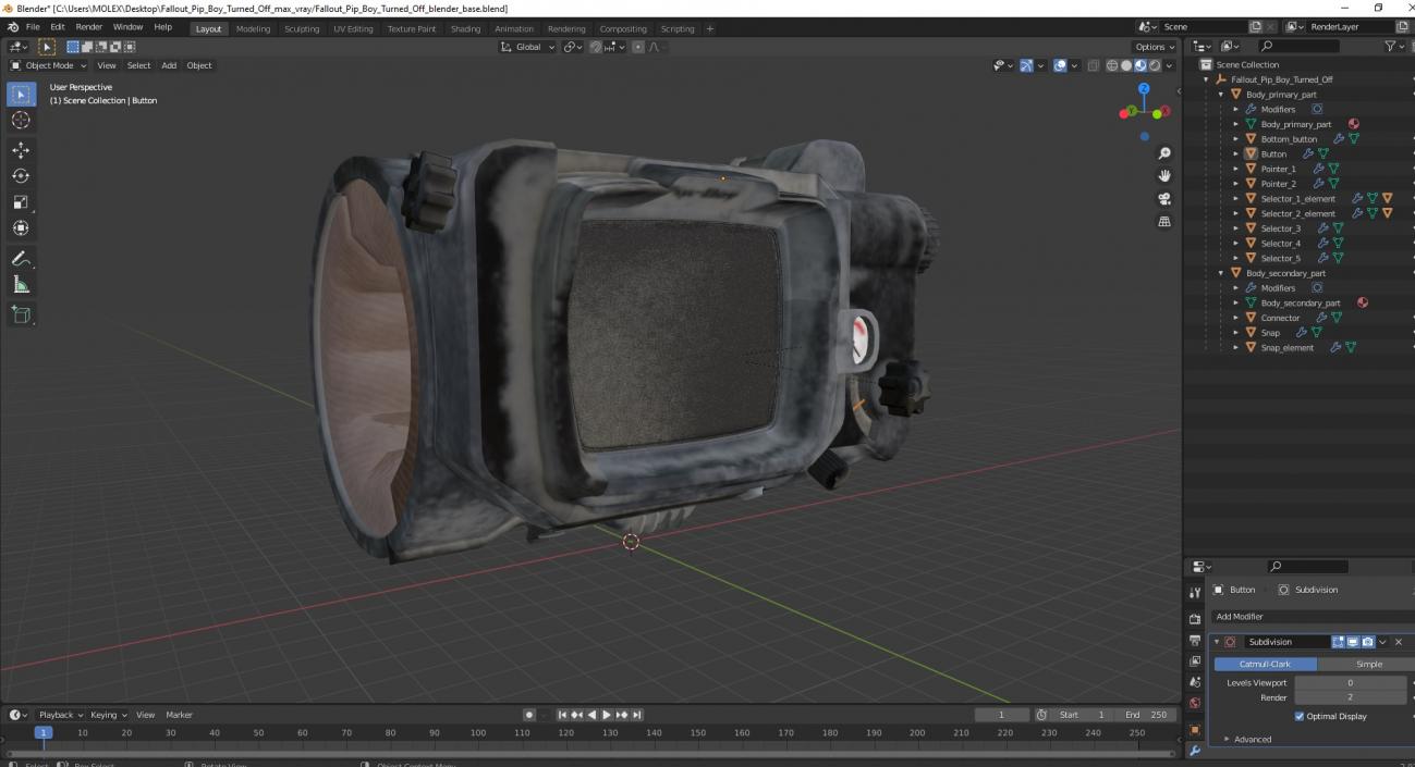 3D Fallout Pip Boy Turned Off 2 model