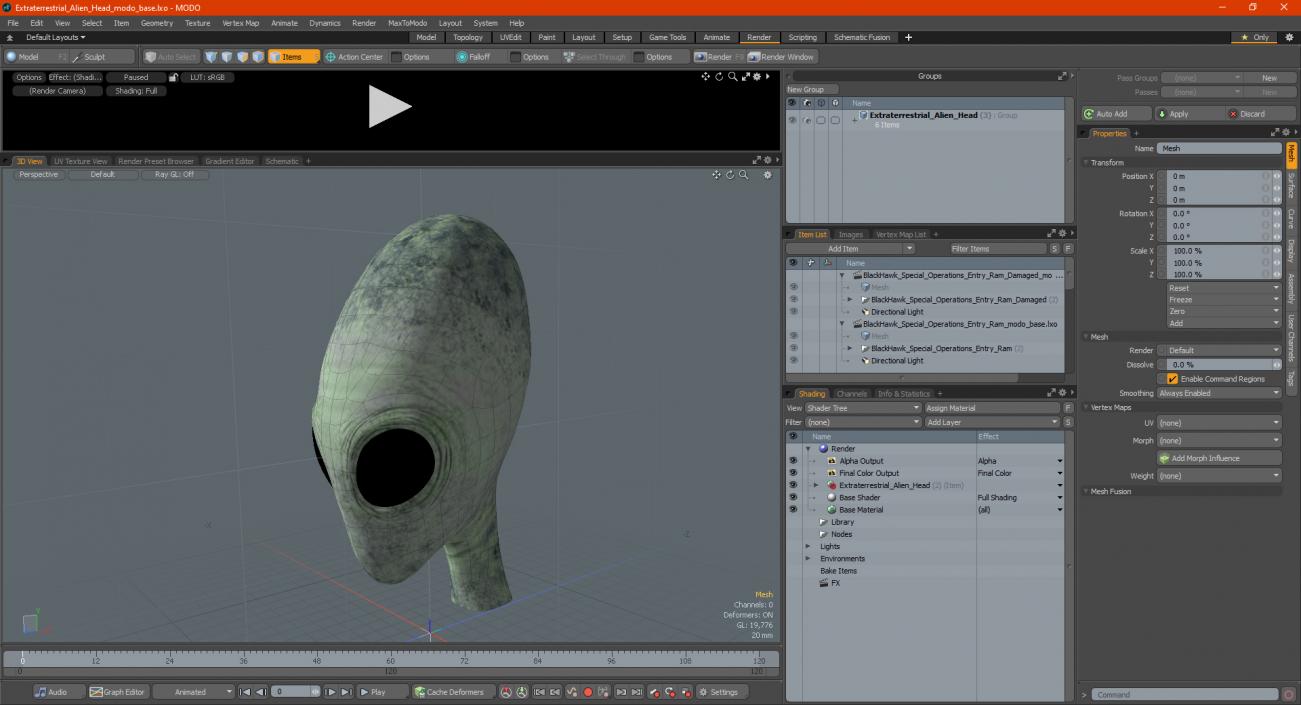 Extraterrestrial Alien Head 3D