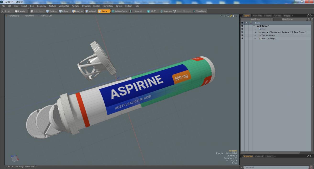 Aspirine Effervescent Package 25 Tabs Open 2 3D model