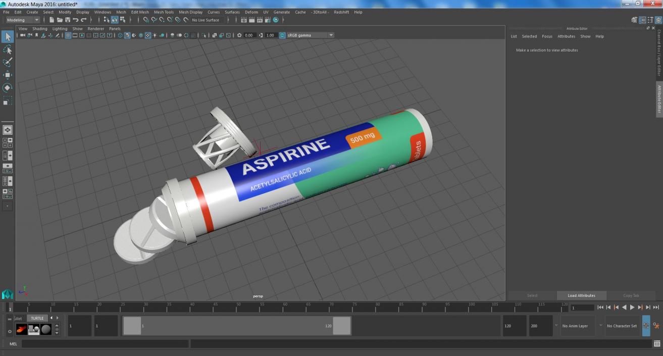 Aspirine Effervescent Package 25 Tabs Open 2 3D model