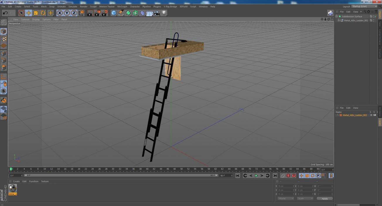 3D Metal Attic Ladder model