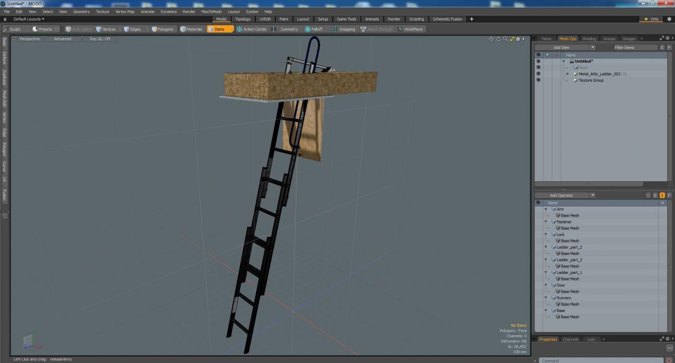 3D Metal Attic Ladder model