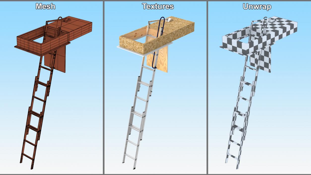 3D Metal Attic Ladder model