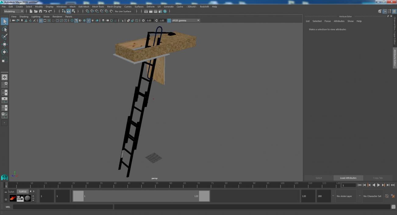 3D Metal Attic Ladder model