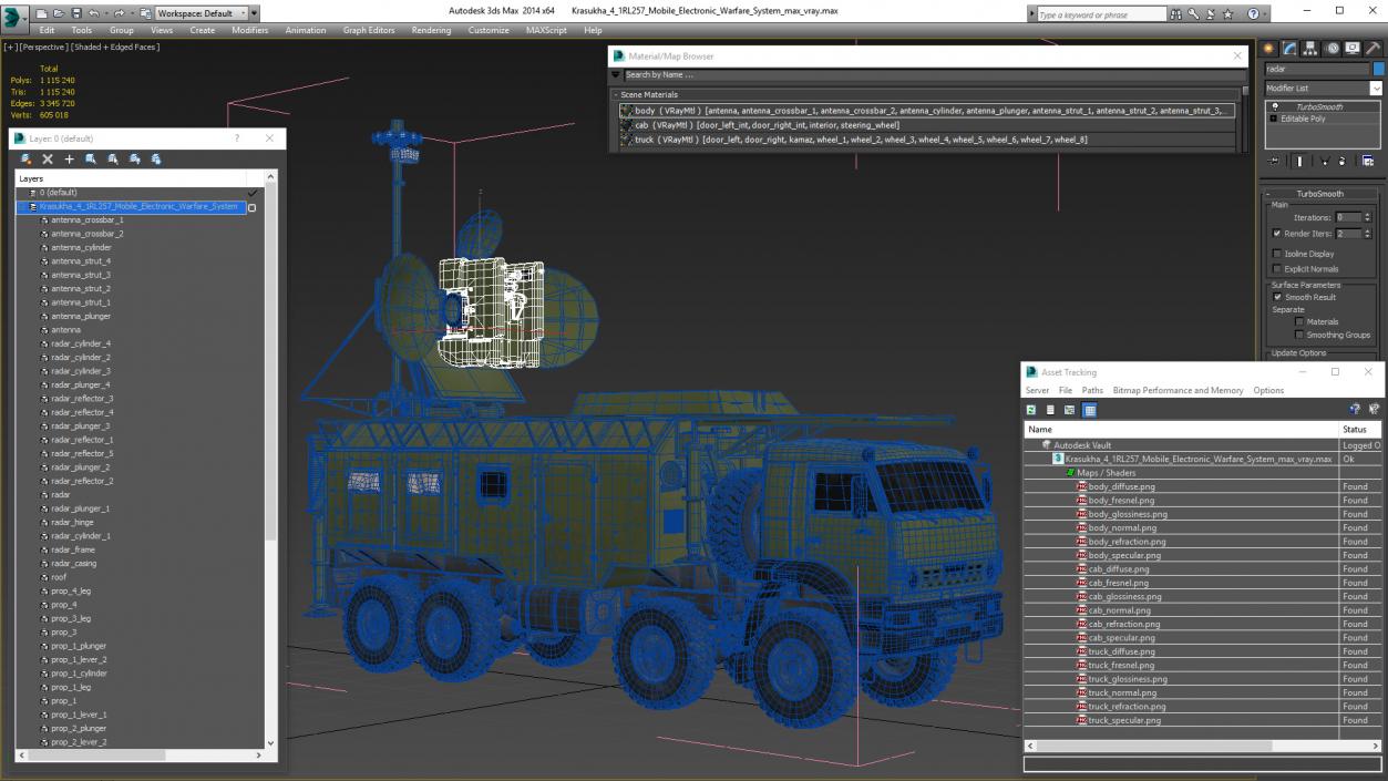 3D model Krasukha 4 1RL257 Mobile Electronic Warfare System