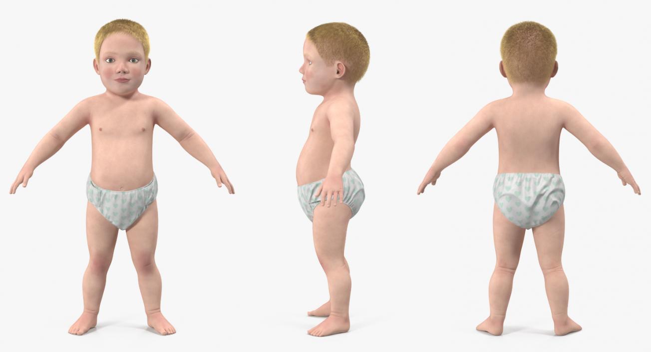 3D model Small Baby Boy with Fur Rigged