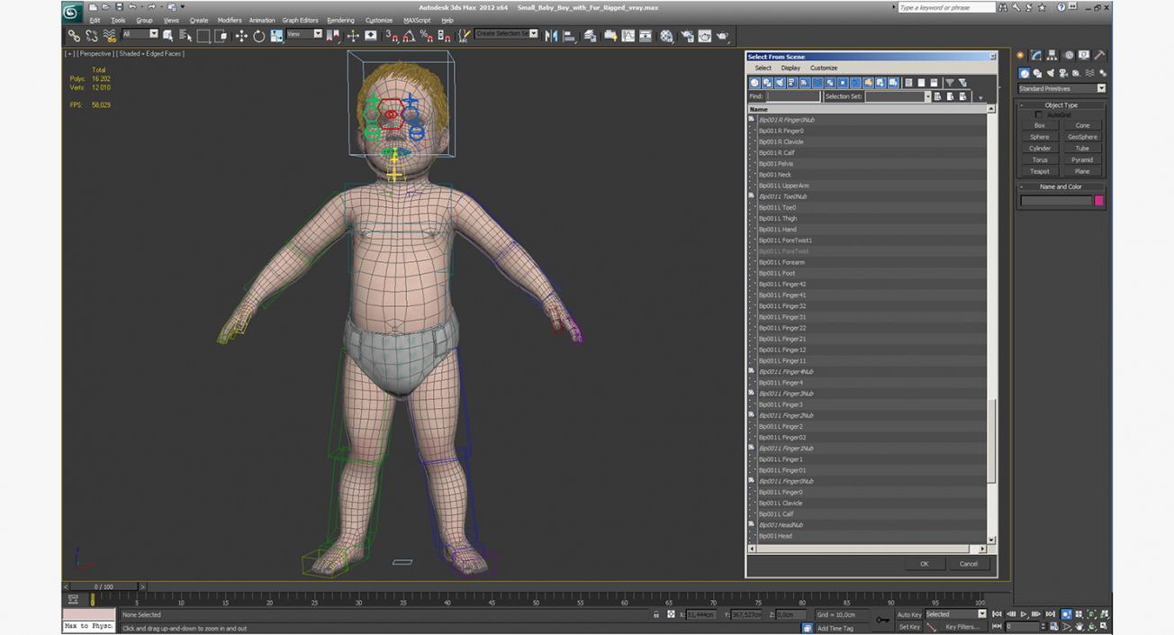 3D model Small Baby Boy with Fur Rigged