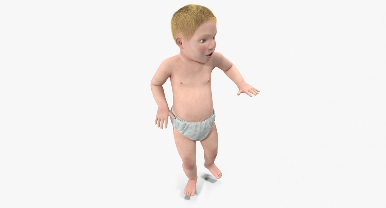 3D model Small Baby Boy with Fur Rigged