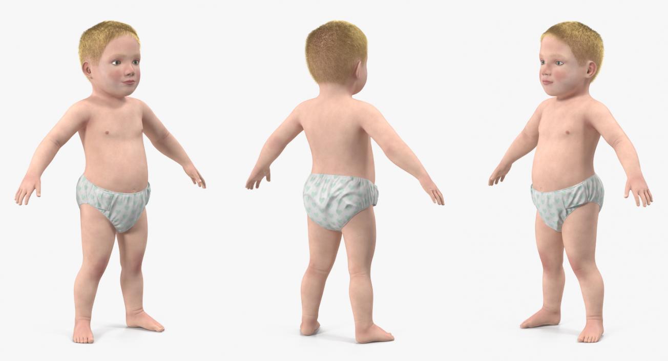 3D model Small Baby Boy with Fur Rigged