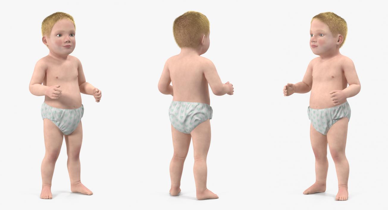 3D model Small Baby Boy with Fur Rigged