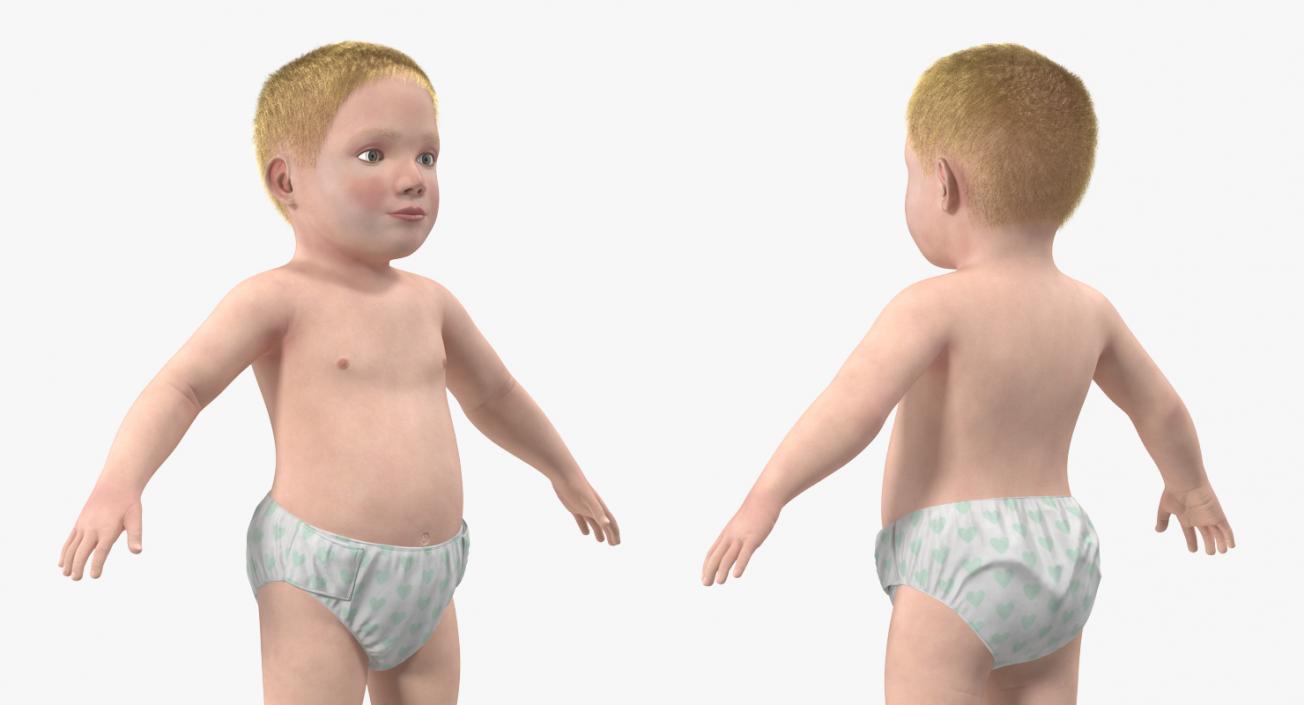 3D model Small Baby Boy with Fur Rigged