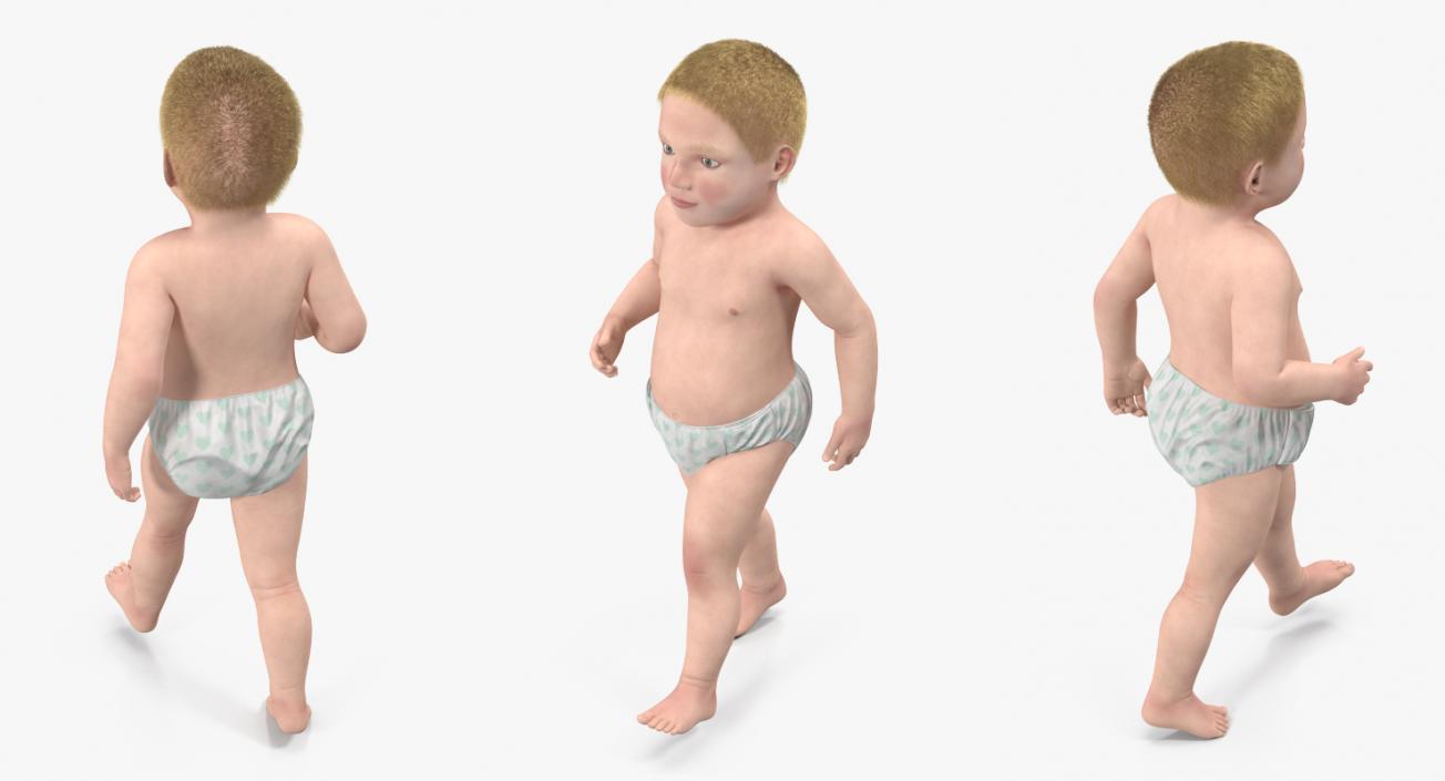 3D model Small Baby Boy with Fur Rigged