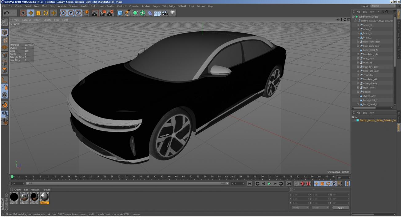 3D model Electric Luxury Sedan Exterior Only