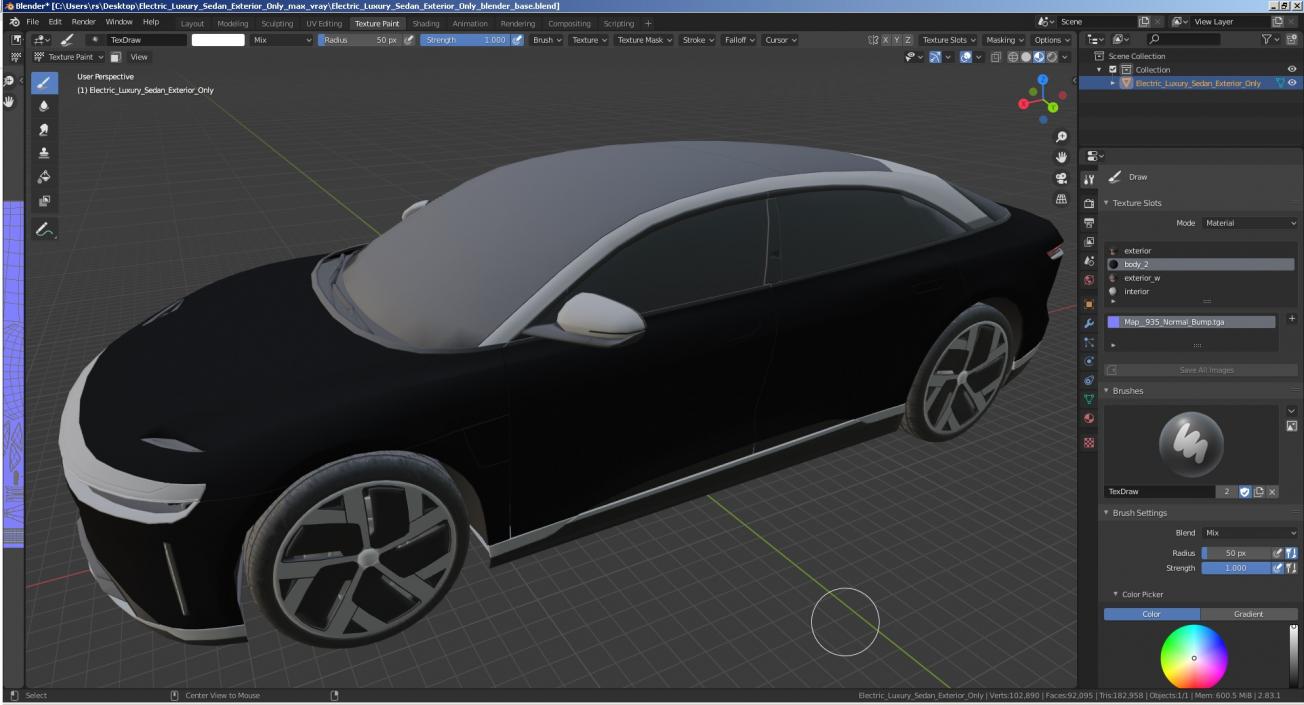 3D model Electric Luxury Sedan Exterior Only