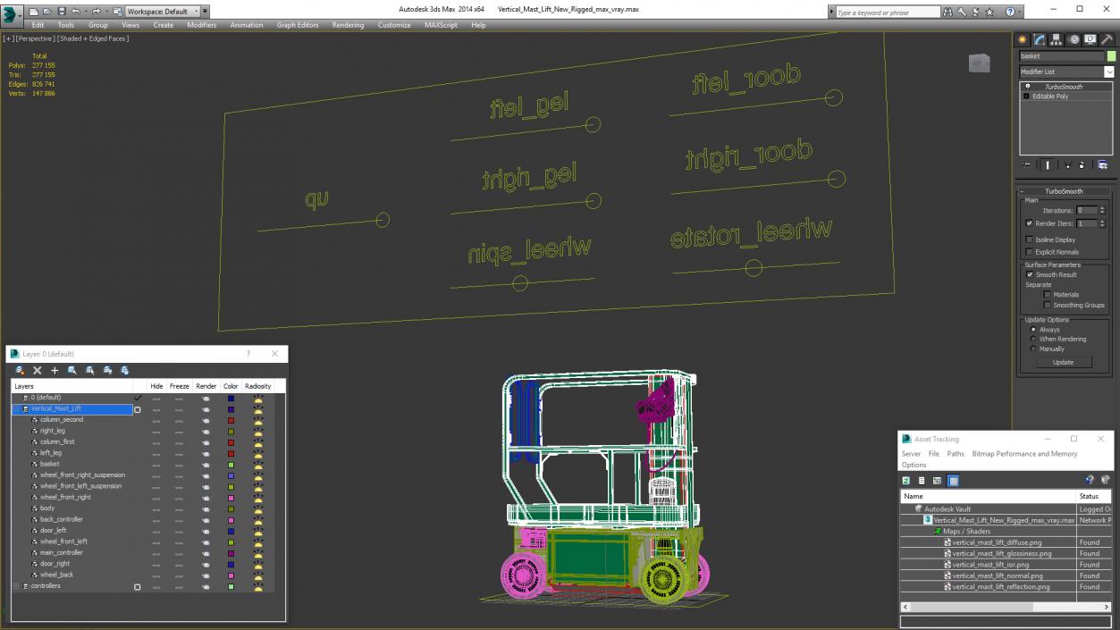 Vertical Mast Lift New Rigged 3D model