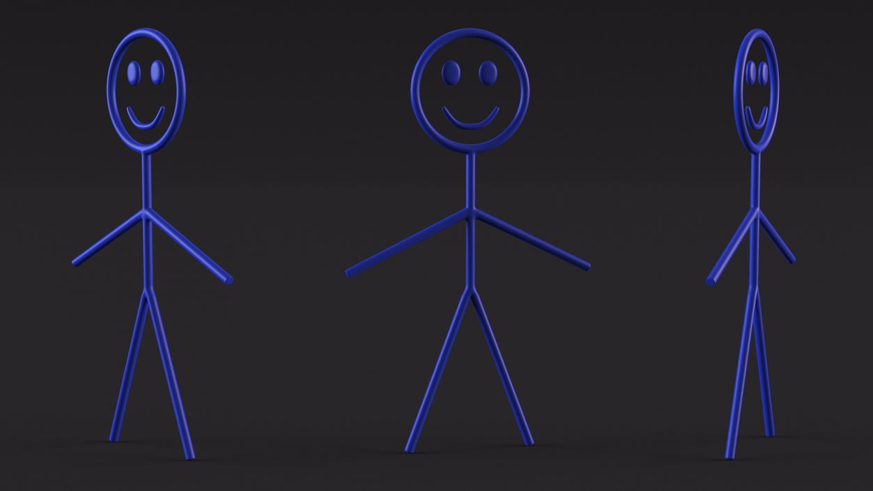 3D Stick Figure Blue Rigged for Cinema 4D model