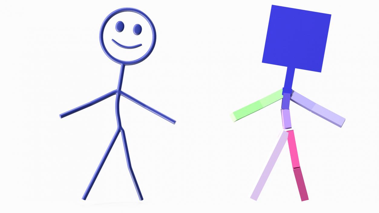 3D Stick Figure Blue Rigged for Cinema 4D model