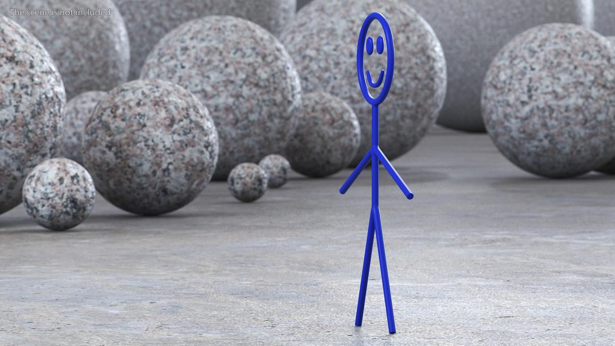 Stick Figure Blue Rigged 3D model